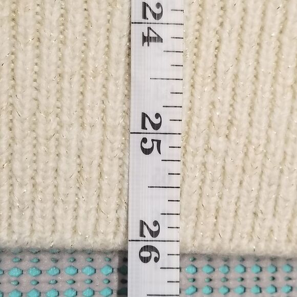 St. John’s Bay Beige Cream Gold Metallic Weave Crew Neck Cable Knit Sweater XL - Picture 6 of 9